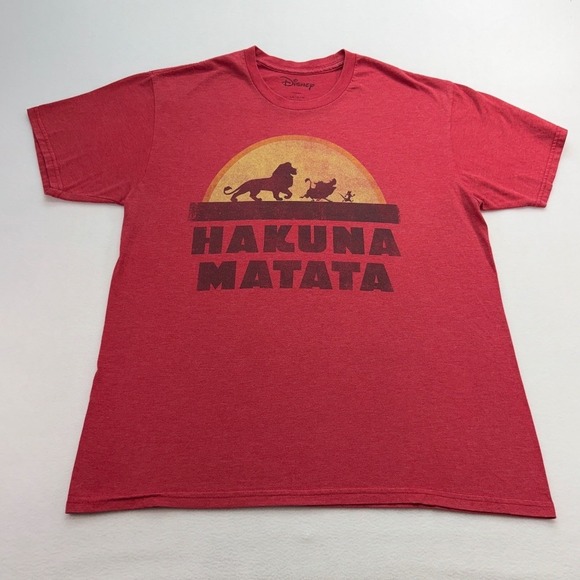 Disney Other - Disney Lion King Hakuna Matata T-Shirt Mens L Red Heather Simba Graphic Tee
